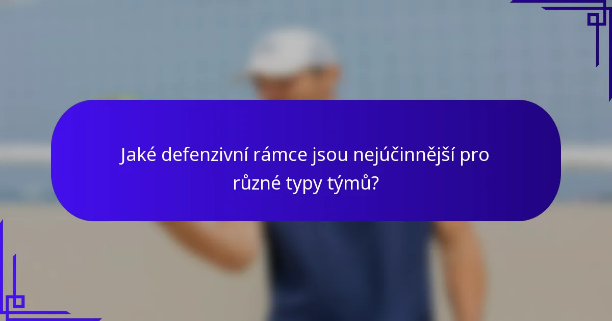 Jaké defenzivní rámce jsou nejúčinnější pro různé typy týmů?